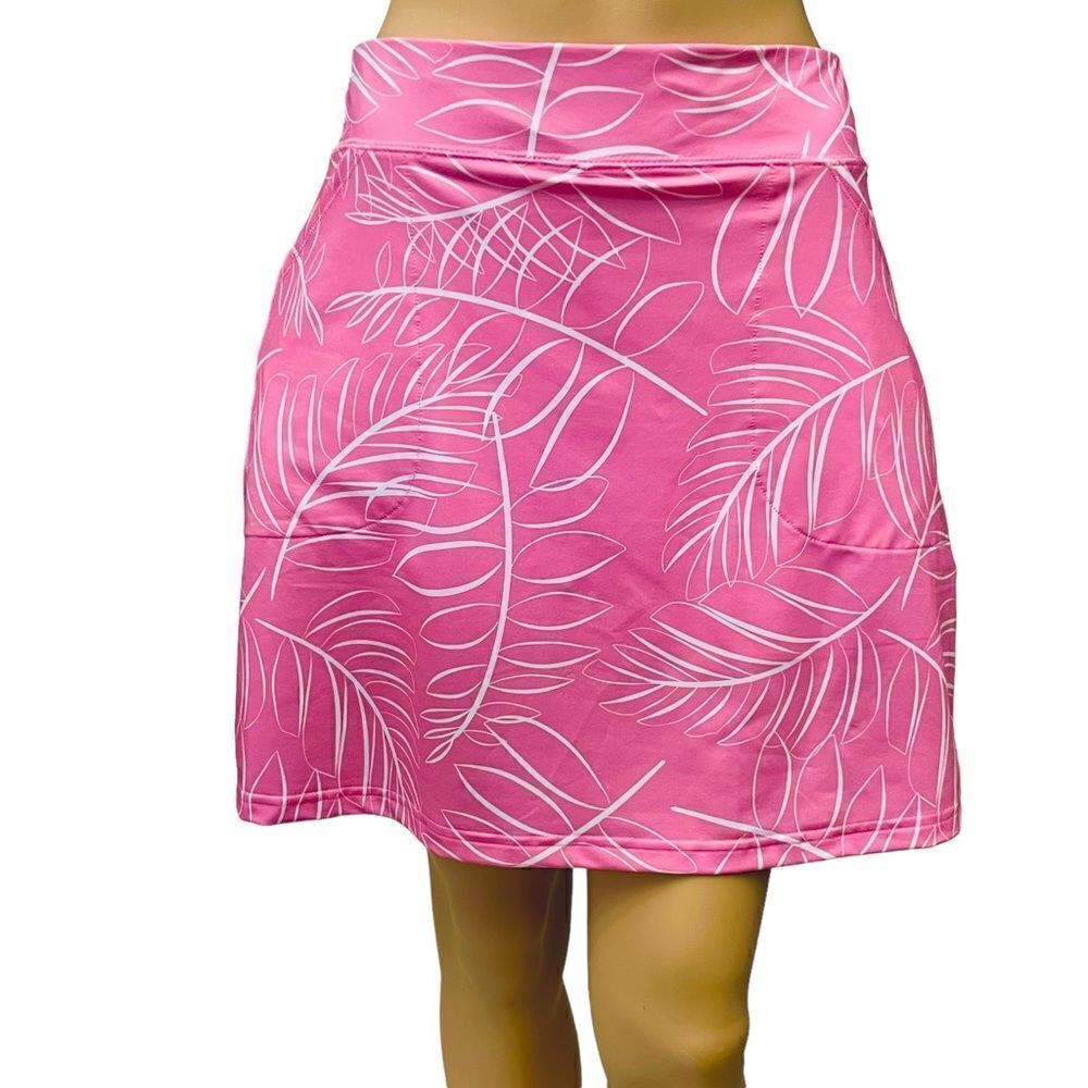 AnaClare Activewear Skirt Skort Pink Tropical Theme Pull On Golf Tenis Size M